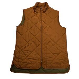 J.Crew Women's Quilted Authentic Diamond Puffer Outerwear Brown Vest XS